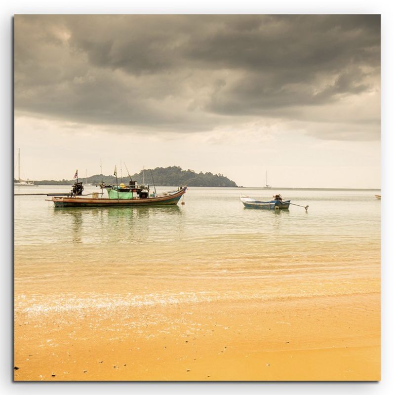 Landschaftsfotografie – Regenwolke am Strand auf Leinwand