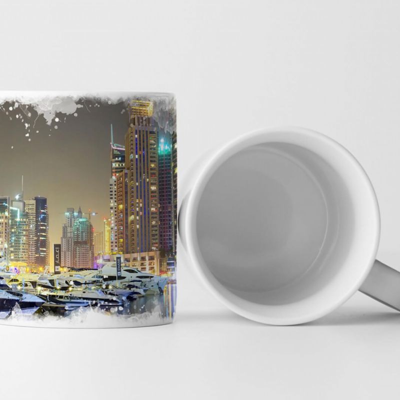 Tasse Geschenk Urbane Fotografie – Hochhäuser bei der Marina Bay in Dubai