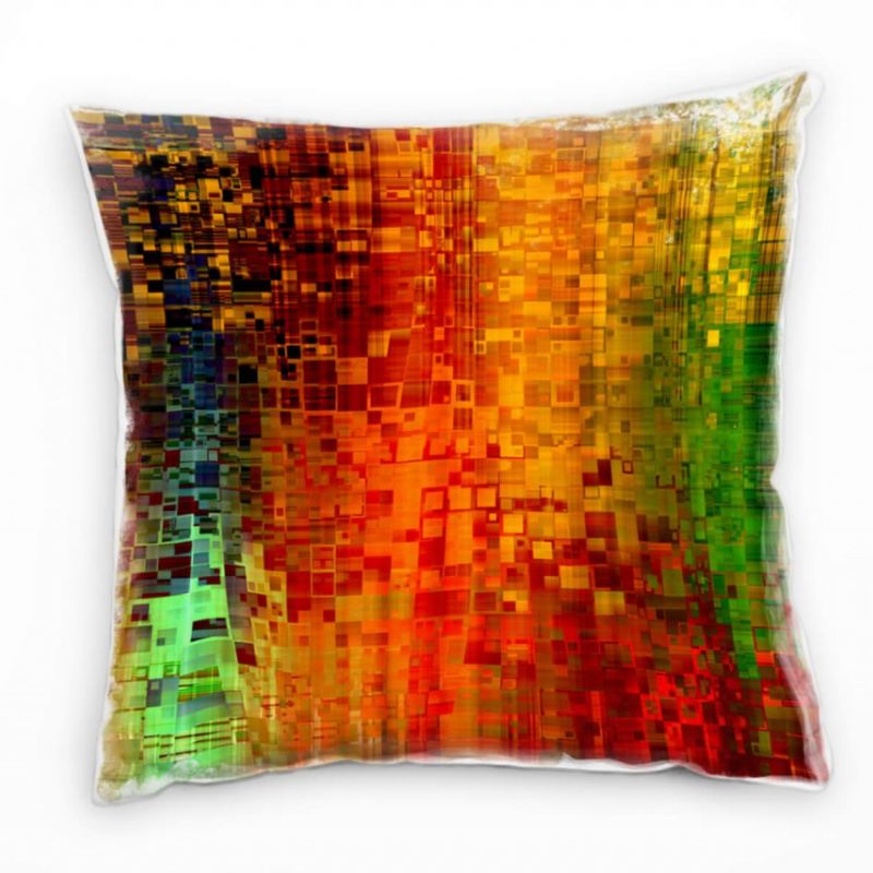 Abstrakt, Pixel, rot, grün, orange Deko Kissen 40x40cm für Couch Sofa Lounge Zierkissen