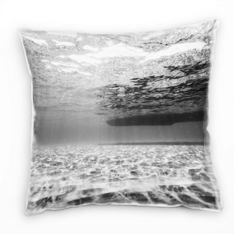 Meer, Unterwasser, Boot, Wasseroberfläche, grau Deko Kissen 40x40cm für Couch Sofa Lounge Zierkissen