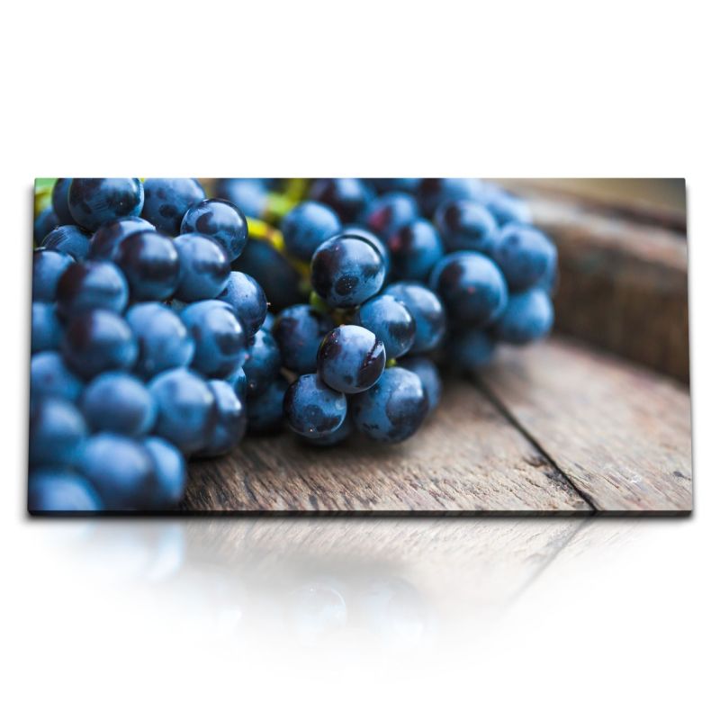 Kunstdruck Bilder 120x60cm Blaubeeren Beeren Nahaufnahme Blau Küche