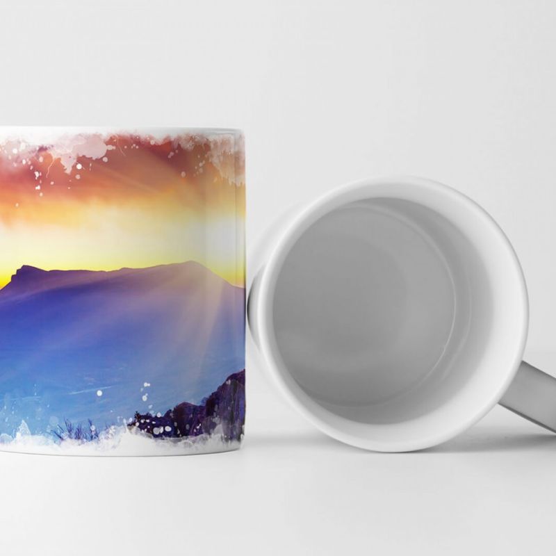 Tasse Geschenk Landschaftsfotografie – Sonnenaufgang über den Bergen Ukraine