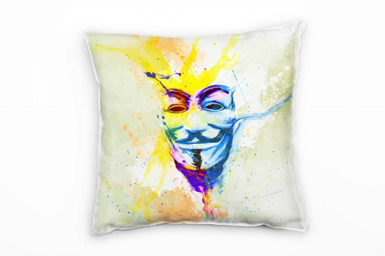 Anonymous Maske Deko Kissen Bezug 40x40cm für Couch Sofa Lounge Zierkissen