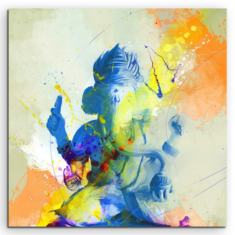 Ganesha 60x60cm Aquarell Art Leinwandbild