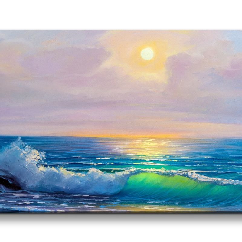 Leinwandbild 120x60cm Meer Malerisch Horizont Himmel Stille Ruhe