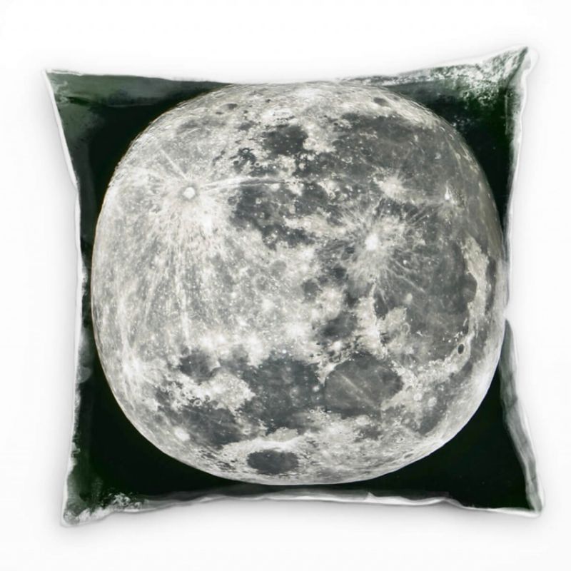 Illustration, Mond, grau, schwarzer Hintergrund Deko Kissen 40x40cm für Couch Sofa Lounge Zierkissen