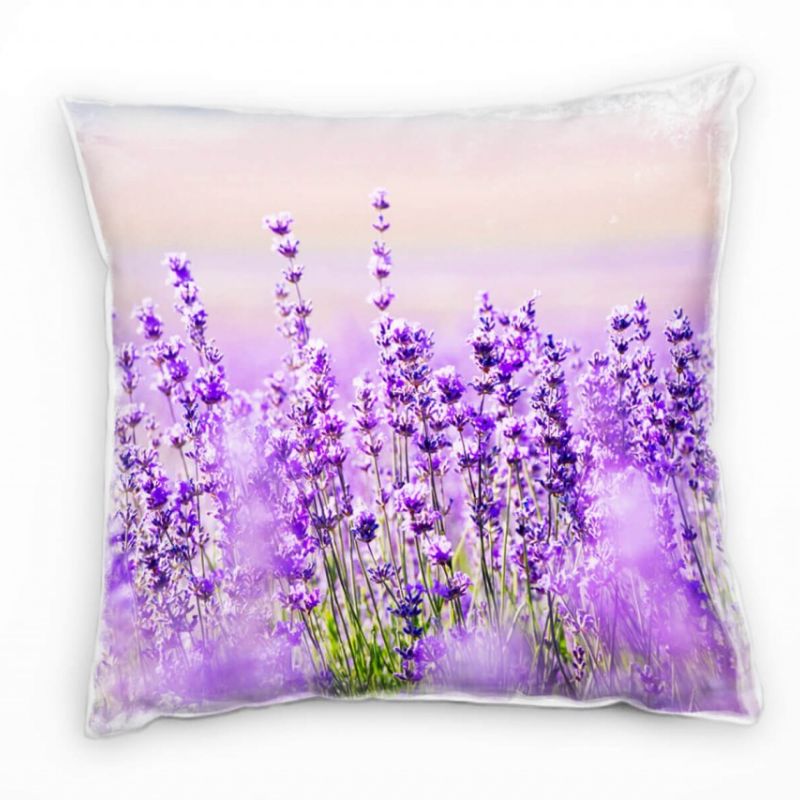 Blumen, Lavendel, lila, grün Deko Kissen 40x40cm für Couch Sofa Lounge Zierkissen