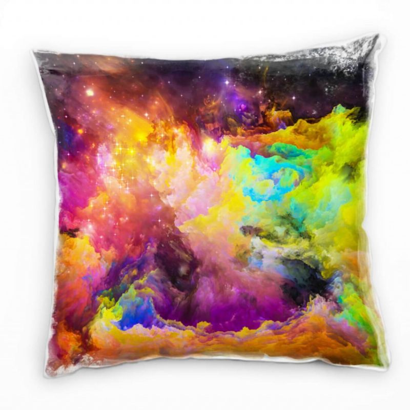 Abstrakt, Fantasie, Wolken, Sterne, bunt Deko Kissen 40x40cm für Couch Sofa Lounge Zierkissen