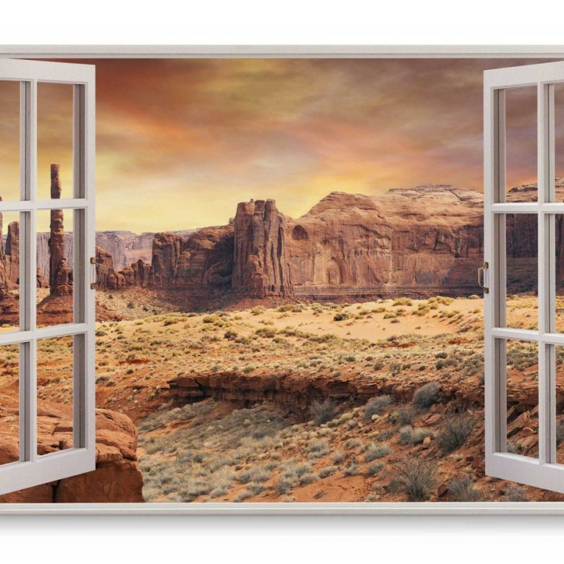 Wandbild 120x80cm Fensterbild Monument Valley Colorado Grand Canyon Felsen Berge