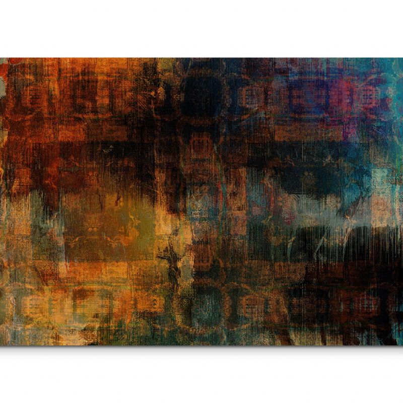 120x80cm Wandbild Malerei Acryl orange grün blau schwarz abstrakt