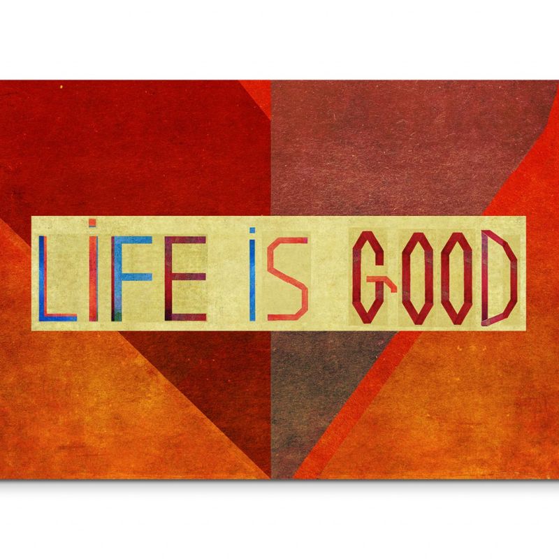 120x80cm Wandbild Herz Schriftzug LIFE IS GOOD