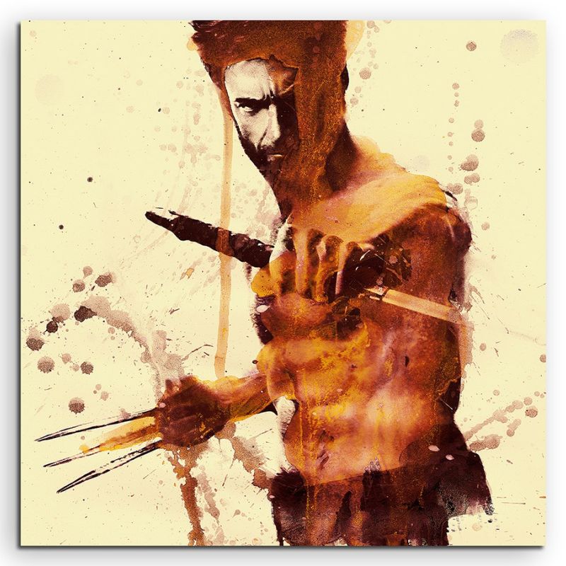 The Wolverine X Men 60x60cm  Aquarell Art Leinwandbild