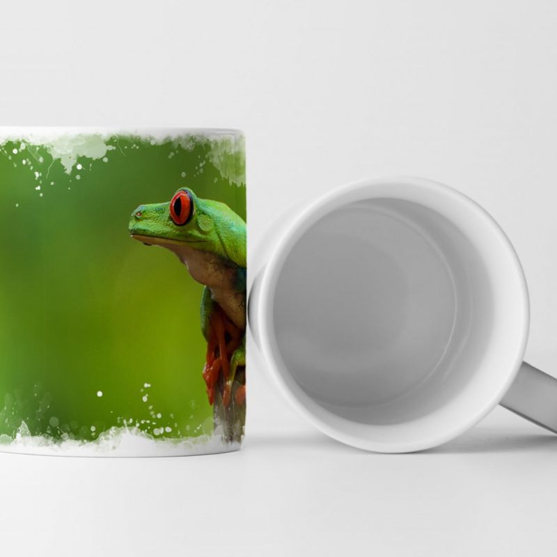 Tasse Geschenk Tierfotografie  – Frosch auf einer Blüte