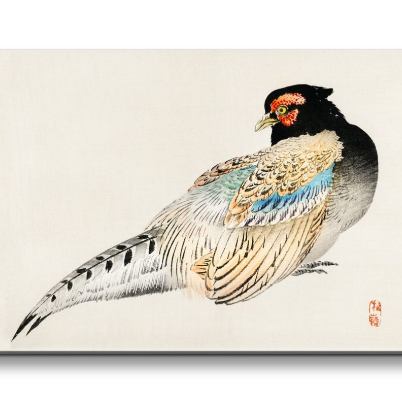 Remaster 120x60cm Traditionelle japanische Kunst Zeitlos Beruhigend Harmonie Dekorativ Vogel Federkl