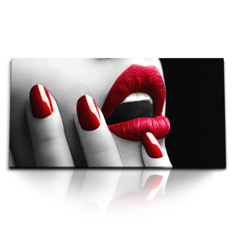 Kunstdruck Bilder 120x60cm Roter Lippenstift Sexy Lippen Erotisch Schlafzimmer