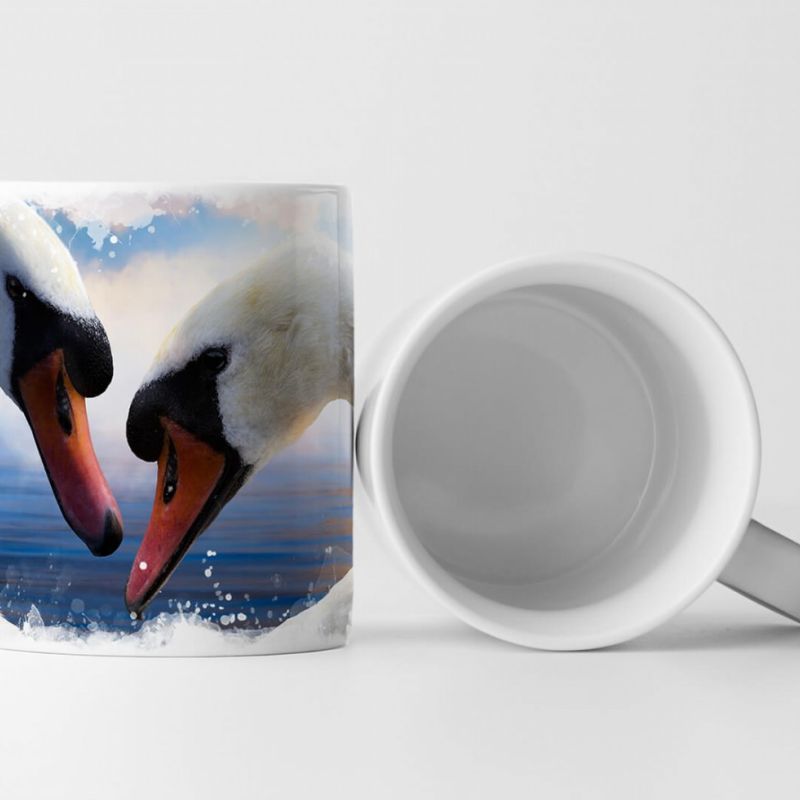 Tasse Geschenk Tierfotografie – Verliebtes Schwanenpaar