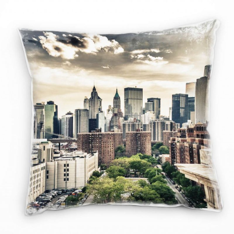 Urbanes und City, New York, Hochhäuser, Wasser Deko Kissen 40x40cm für Couch Sofa Lounge Zierkissen