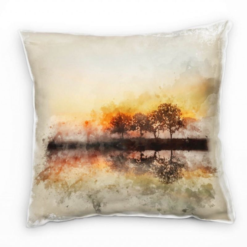 Natur, Abstrakt, gemalt, Sonnenuntergang, orange Deko Kissen 40x40cm für Couch Sofa Lounge Zierkisse