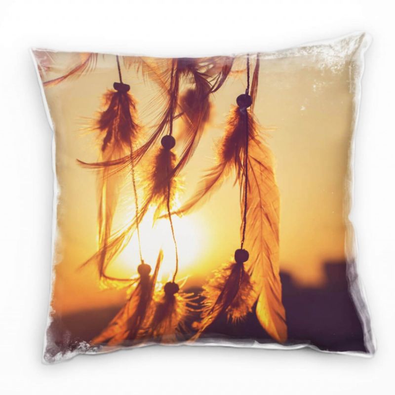 künstlerische Fotografie, Traumfänger, orange Deko Kissen 40x40cm für Couch Sofa Lounge Zierkissen