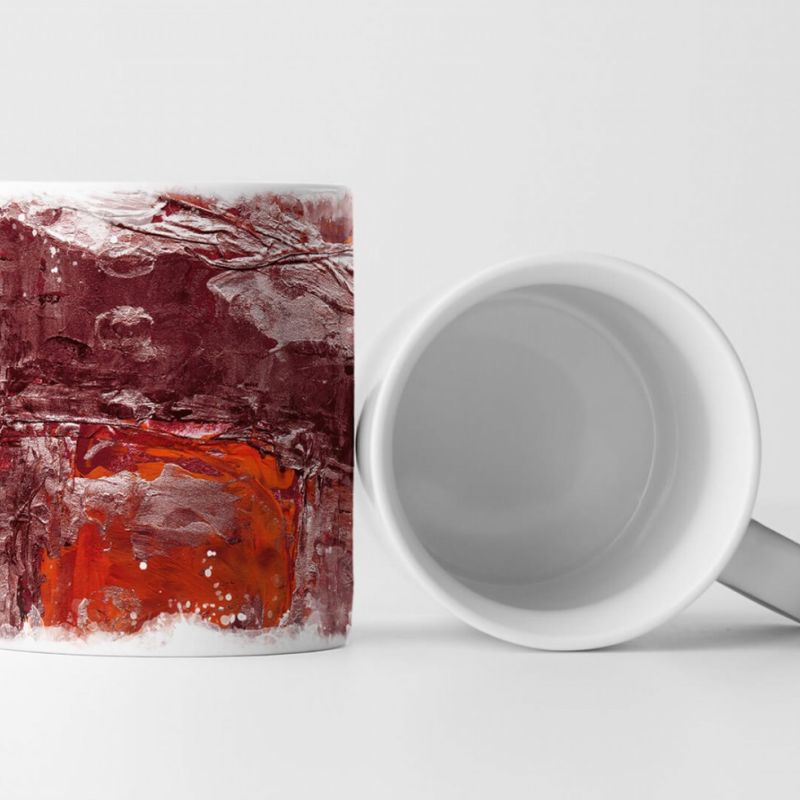 Tasse Geschenk weinrot – rot-orange Abstraktion