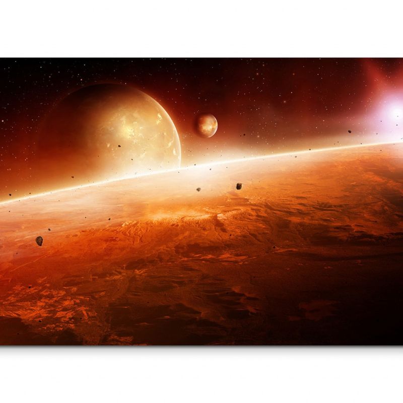 120x80cm Wandbild Planeten Sonnenaufgang Weltall