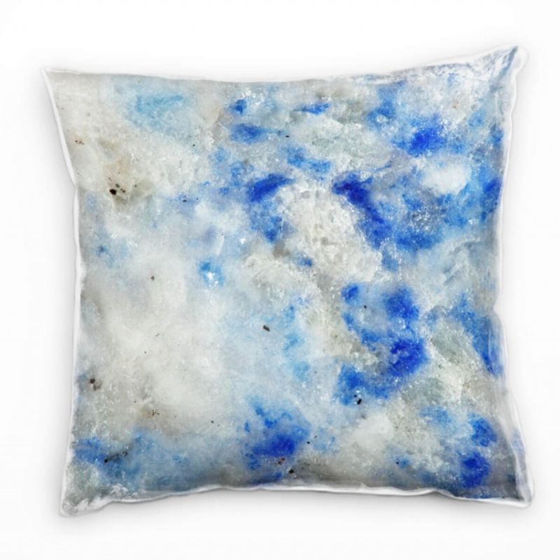 Macro, weiß, blau, Edelstein Deko Kissen 40x40cm für Couch Sofa Lounge Zierkissen