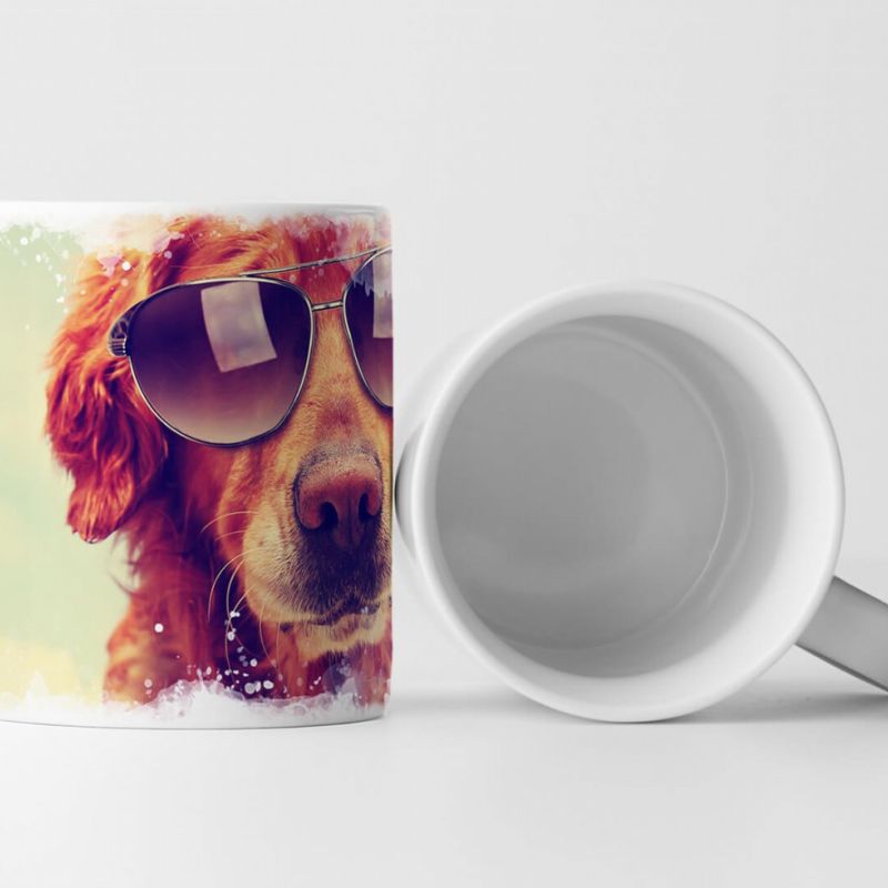 Tasse Geschenk Tierfotografie – Cooler Golden Retriever mit Sonnenbrille