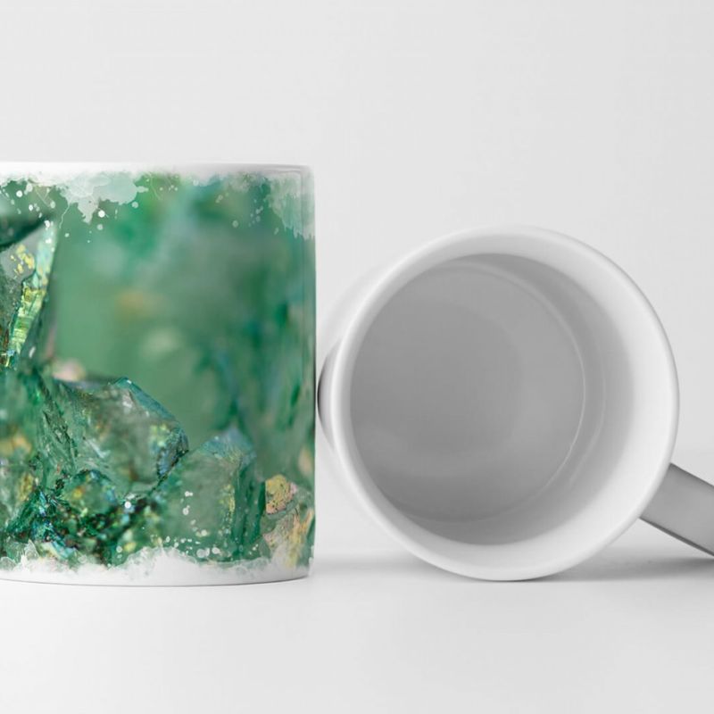 Tasse Geschenk Naturfotografie – Funkelnde grüne Kristalle