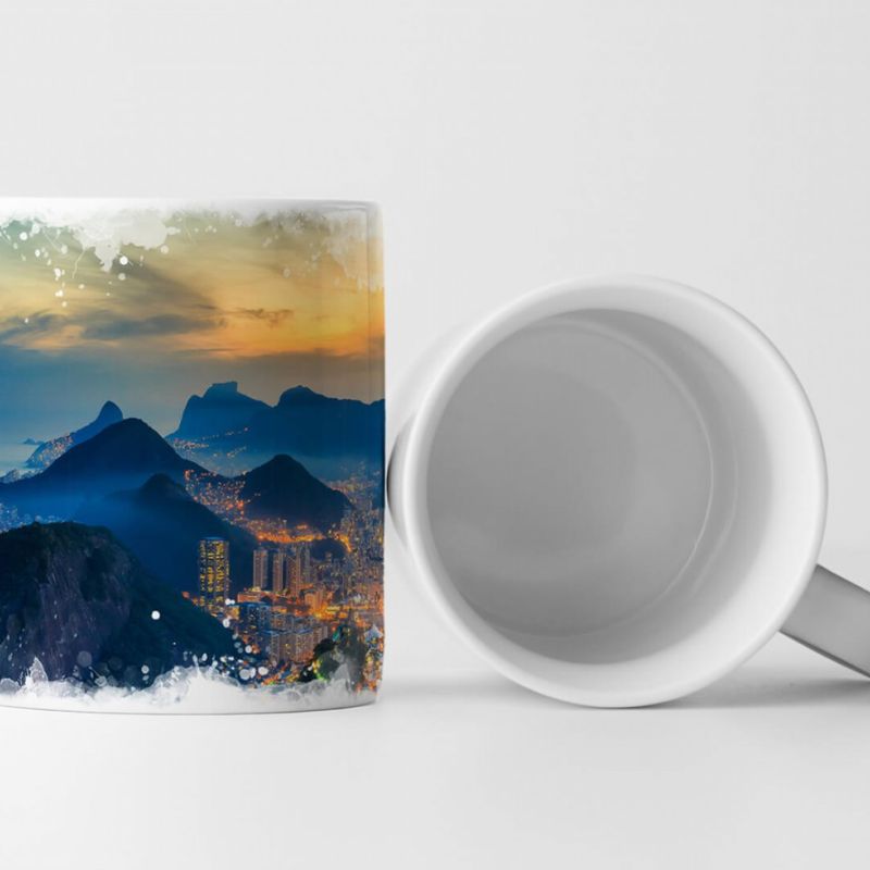 Tasse Geschenk Landschaftsfotografie – Copacabana Strand bei Nacht Rio de Janeiro