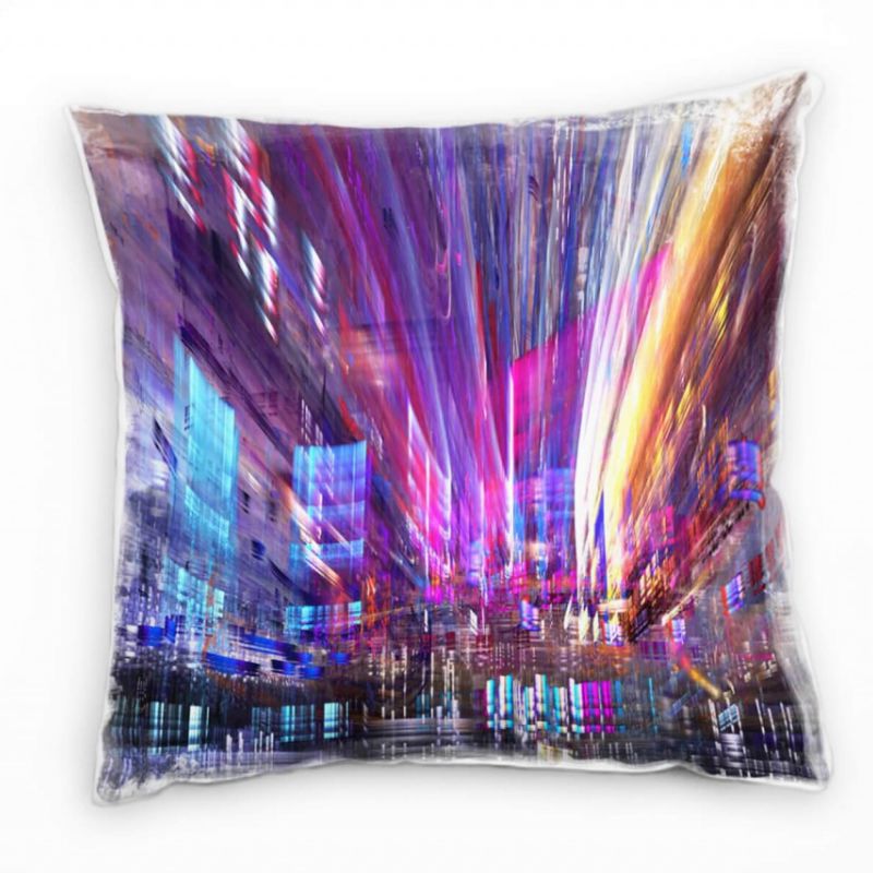 City, Abstrakt, Nacht, Lichter, unscharf, bunt Deko Kissen 40x40cm für Couch Sofa Lounge Zierkissen