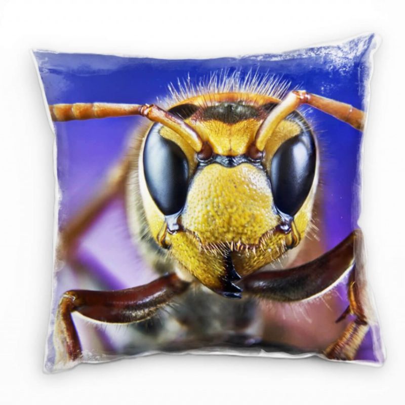 Macro, Tiere, Insekt, Biene, lila, gelb Deko Kissen 40x40cm für Couch Sofa Lounge Zierkissen