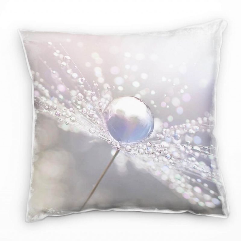 Macro, Wassertropfen, weiß, grau Deko Kissen 40x40cm für Couch Sofa Lounge Zierkissen