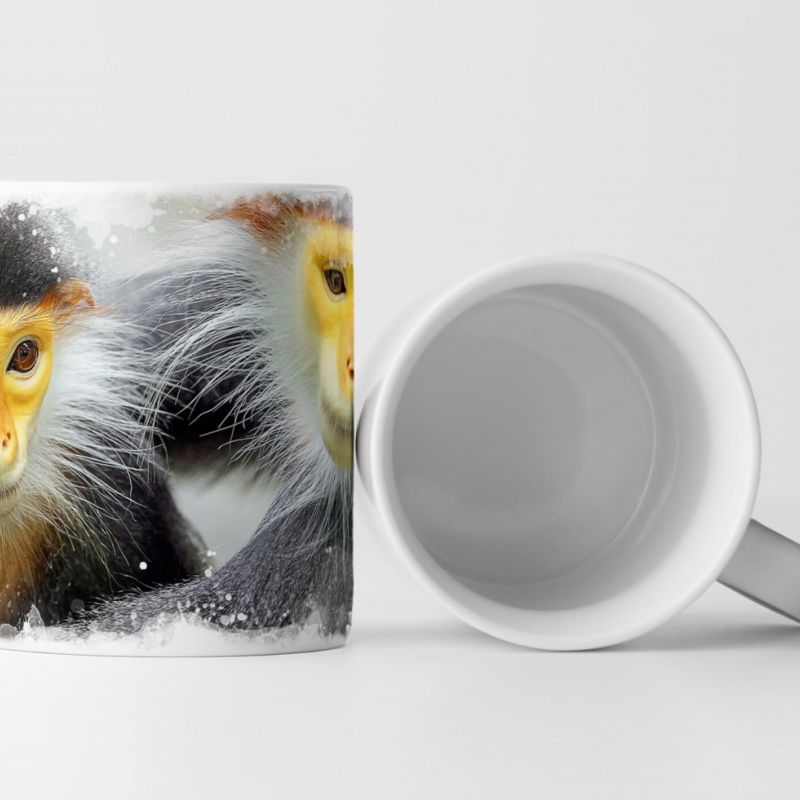 Tasse Geschenk Rotschenkliger Kleideraffe – Tierfotografie Affenfamilie