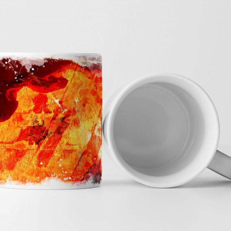 Tasse Geschenk abstrakte Kunst orange-rot