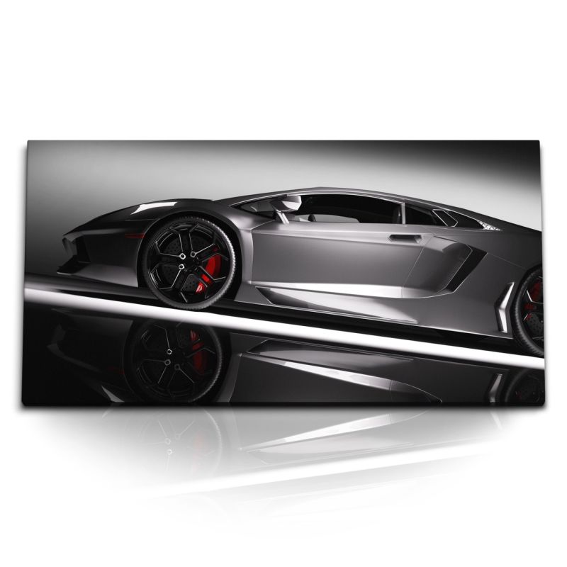 Kunstdruck Bilder 120x60cm Sportauto Traumauto Auto Super Car Grau