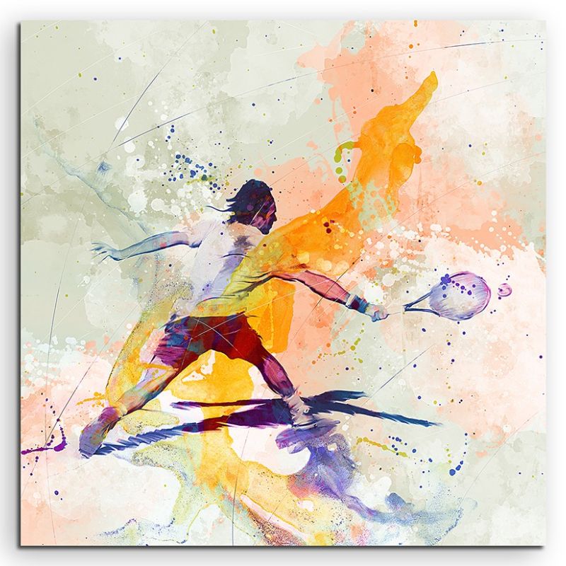 Tennis V 60x60cm Aquarell Art Leinwandbild