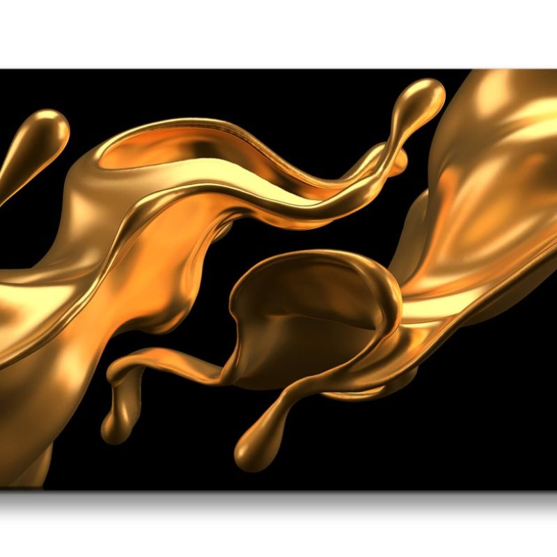 Leinwandbild 120x60cm Flüssiges Gold 3d Art Dekorativ Karamell Modern