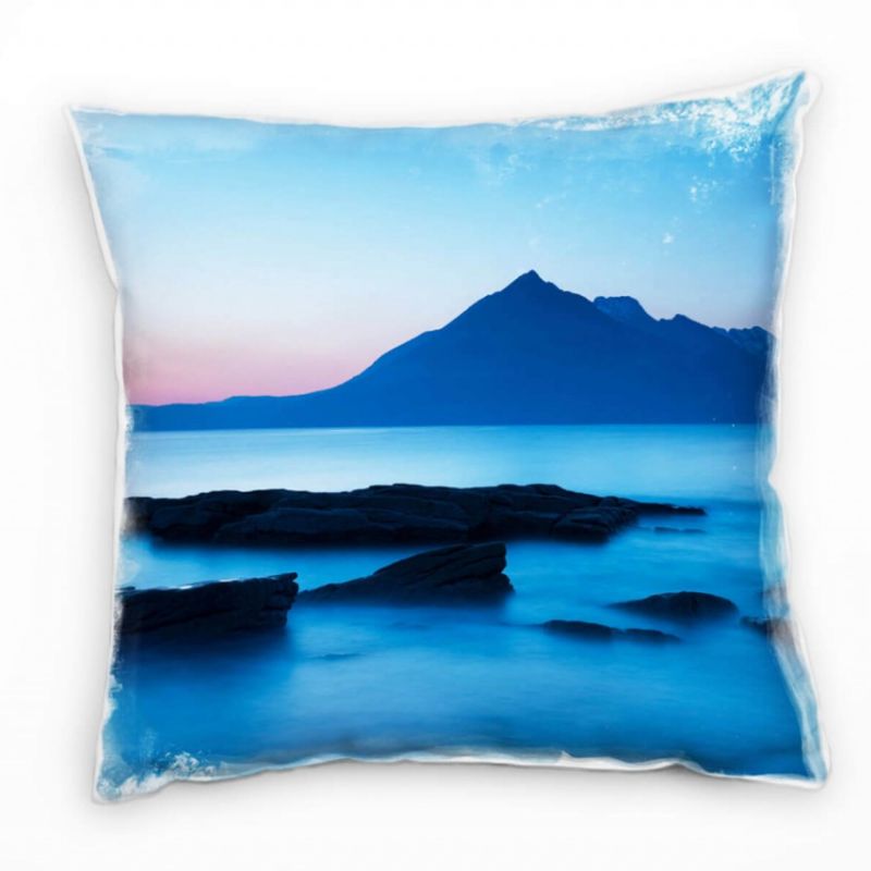 Meer, Landschaft, blau, Dämmerung, Schottland Deko Kissen 40x40cm für Couch Sofa Lounge Zierkissen