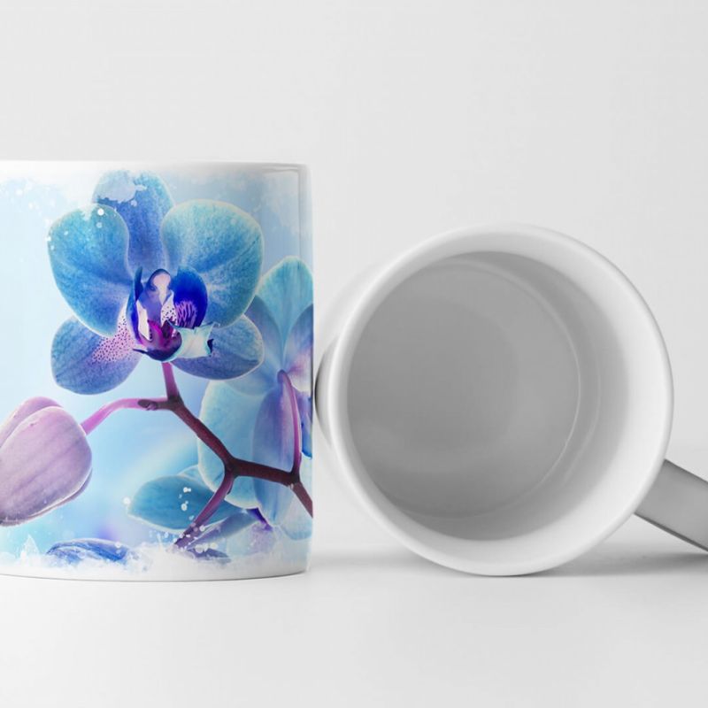 Tasse Geschenk Naturfotografie – Pastellblaue Orchideen