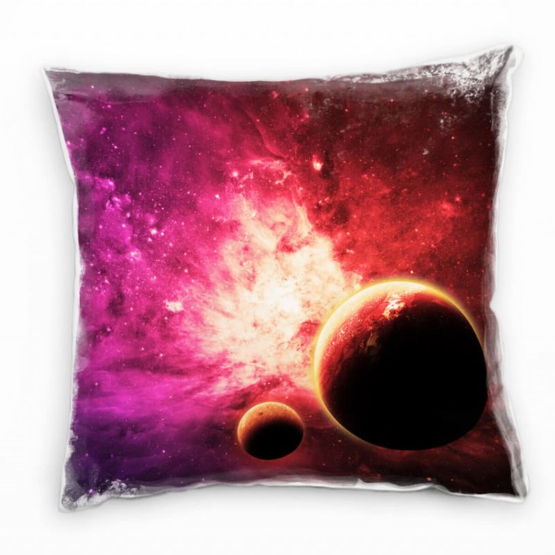 Abstrakt, Natur, Universum, Planeten, pink, lila Deko Kissen 40x40cm für Couch Sofa Lounge Zierkisse