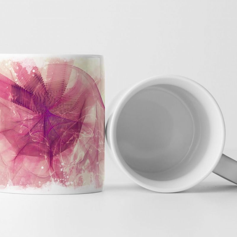 Tasse Geschenk Weiße Grundierung + magenta Blumenmuster