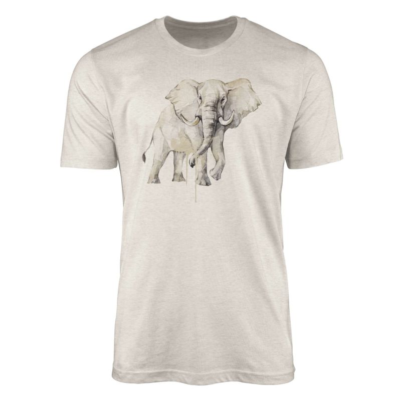 Herren Shirt 100% gekämmte Bio-Baumwolle T-Shirt  Aquarell Elefant Motiv Nachhaltig Ökomode aus erne