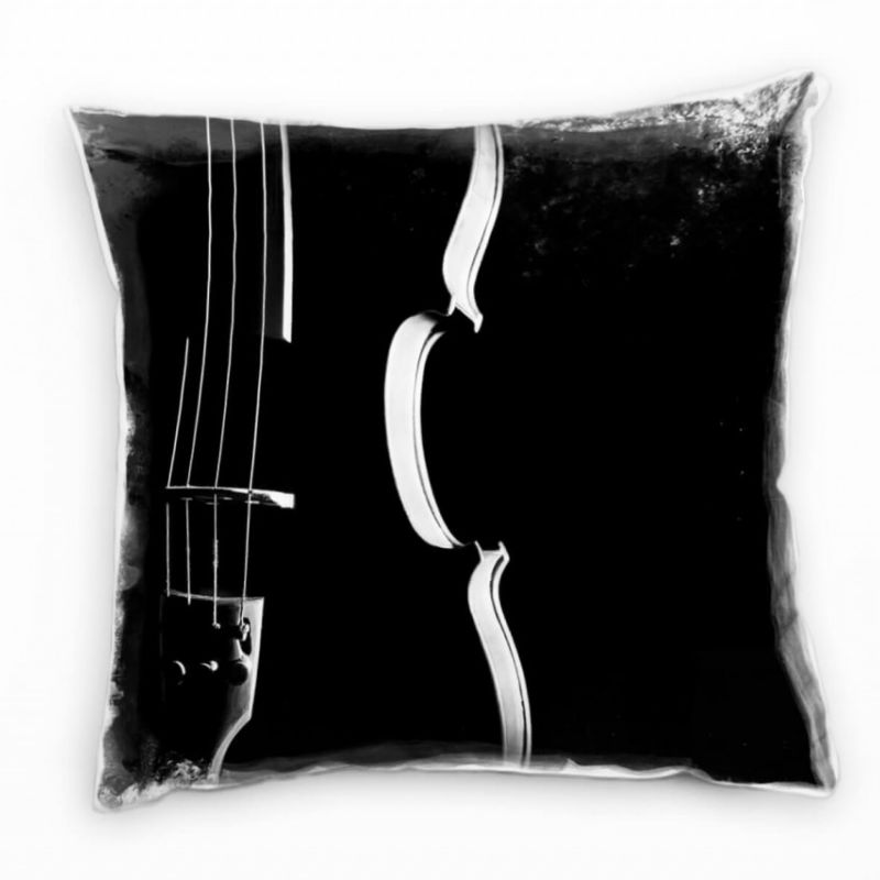 Macro, schwarz, weiß, Silhouette, Geige  Deko Kissen 40x40cm für Couch Sofa Lounge Zierkissen