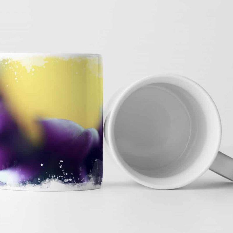 Tasse Geschenk Macrofotografie einer lila Blüte