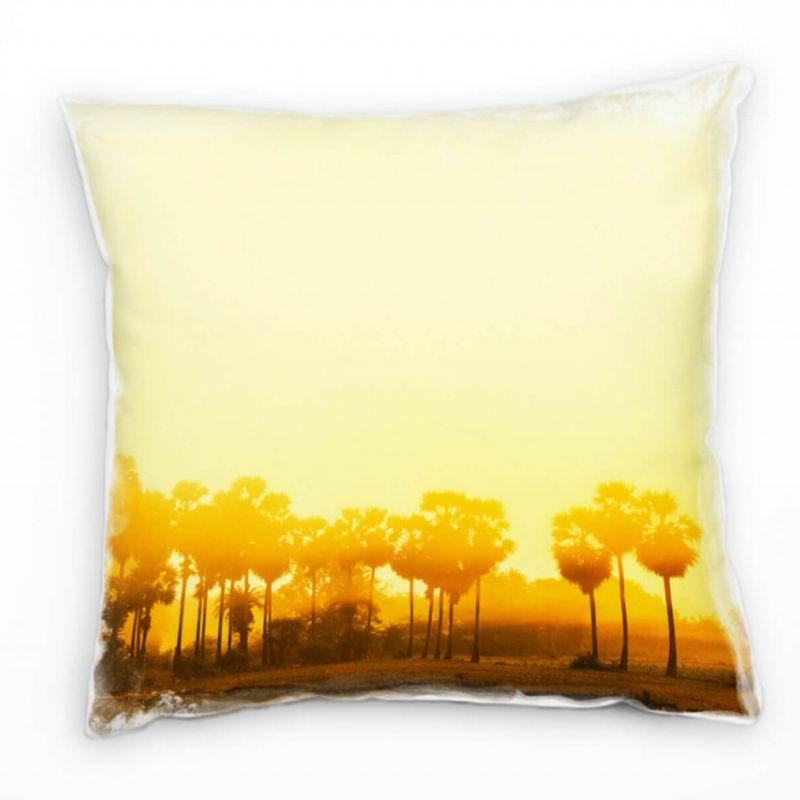 Natur, Sonnenuntergang, Palmen, gelb Deko Kissen 40x40cm für Couch Sofa Lounge Zierkissen