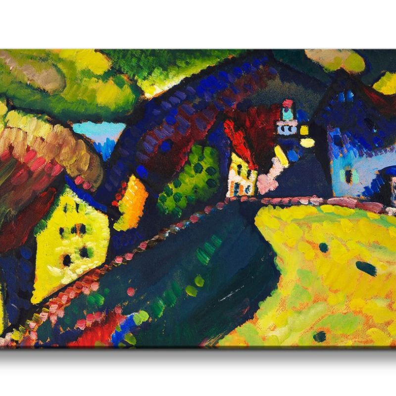 Remaster 120x60cm Wassily Kandinsky weltberühmtes Wandbild Farbenfroh Zeitlos Houses at Murnau