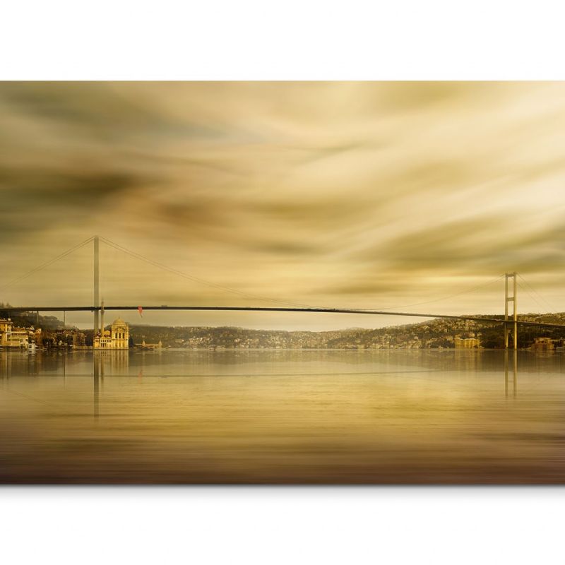 120x80cm Wandbild Istanbul Bosporus Brücke Moschee