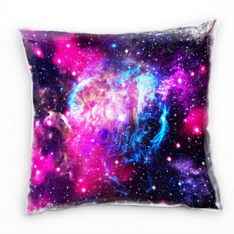 Abstrakt, pink, blau, schwarz, Universum Deko Kissen 40x40cm für Couch Sofa Lounge Zierkissen