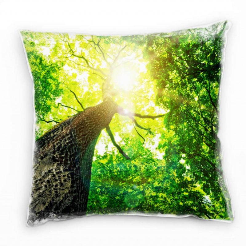 Natur, grün, braun, Baum von unten, Sommer Deko Kissen 40x40cm für Couch Sofa Lounge Zierkissen