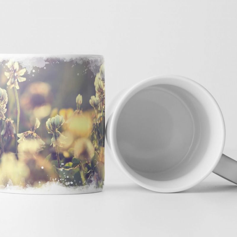 Tasse Geschenk Naturfotografie – Weiße Retro Blumen